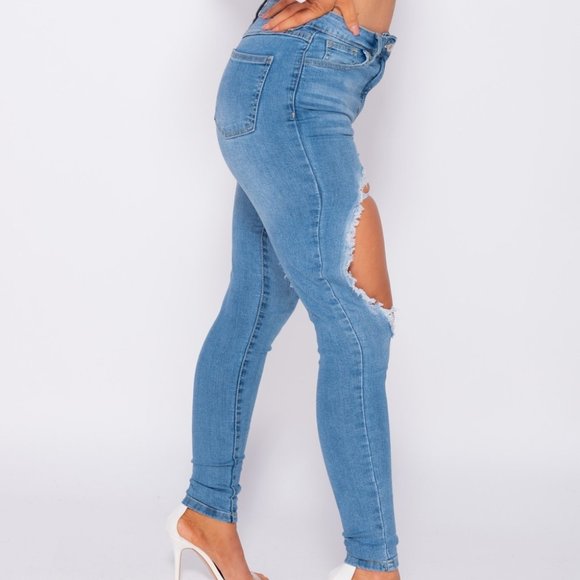 LAST 1! High Waist Ripped Distressed Skinny Denim - Picture 4 of 8